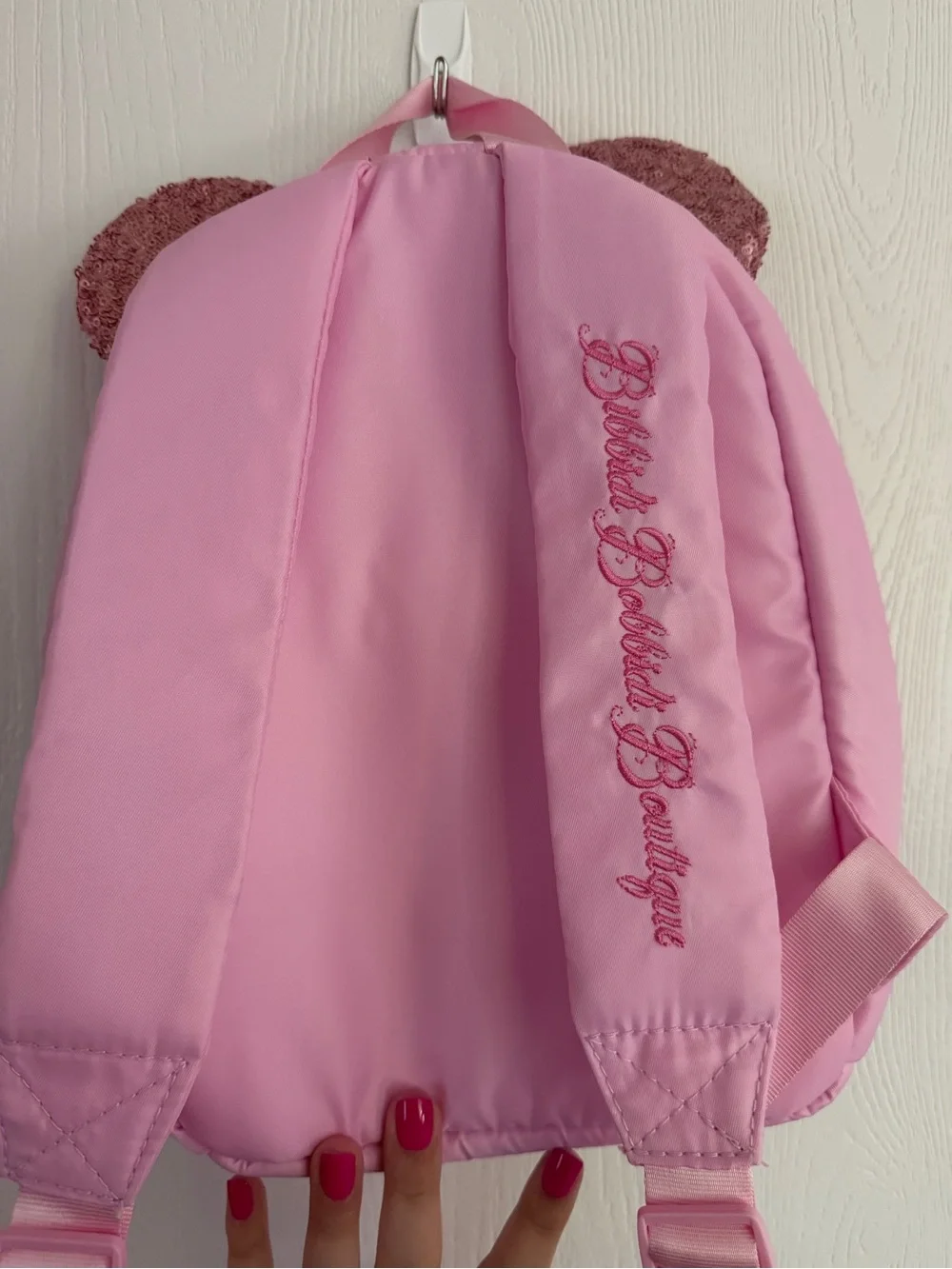 RARE Disney Cruise Line Bibbidi Bobbidi Boutique pink sequin backpack, NEW!